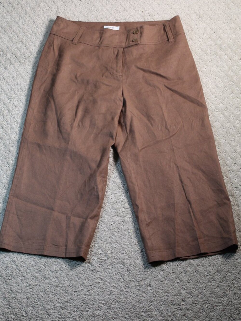 Harolds Size 6 Brown Linen Blend Lined Capri Pants
